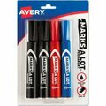 Avery Avery MARKS A LOT Regular Desk-Style Permanent Marker, Broad Chisel Tip, Asstd Colors, 4/Set 7905